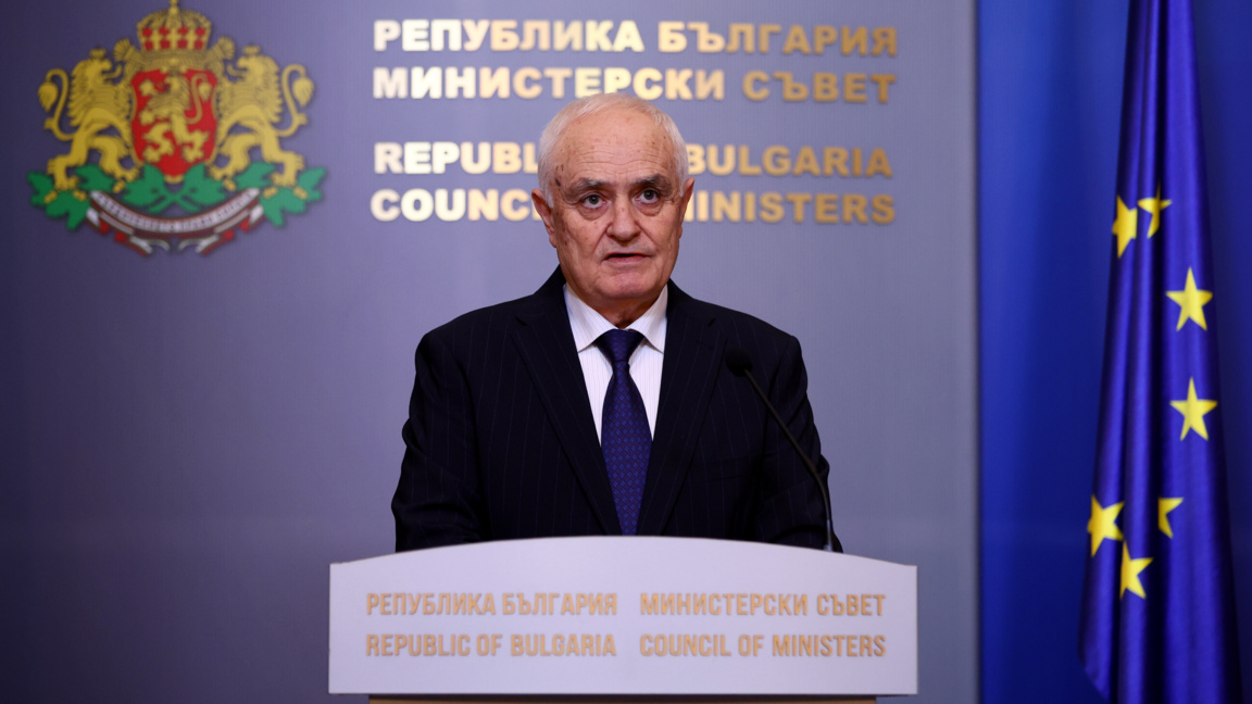 Служебният министър на отбраната Атанас Запрянов прави изявление за медиите в МС - 23 февруари 2026 г. .